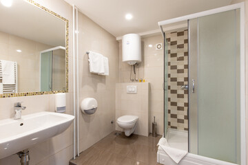 Bathroom interior with shower cabin