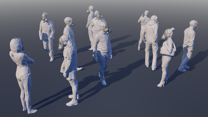 PM2.5 People in air pollution. Smog and fine dust of pm 2.5. People living wih mask, Dirty environment. Urban toxic dust, Unhealthy air. 3d illustration	
