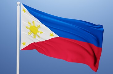 Philippines national flag fluttering in the wind 3d realistic render
