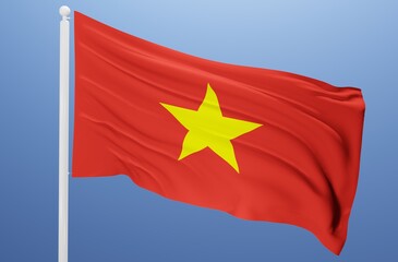 vietnam national flag fluttering in the wind 3d realistic render
