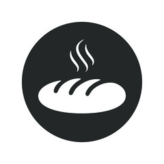 Hot loaf graphic icon. Sign of loaf in the circle isolated on white background. Bakery symbol. Vector illustration