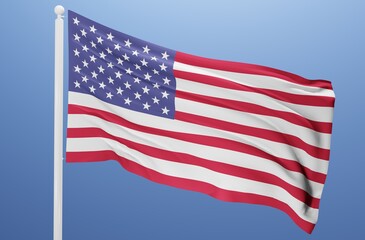 United states national flag fluttering in the wind 3d realistic render
