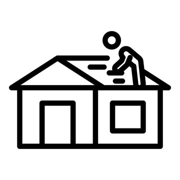 Careless Roof Builder Icon. Outline Careless Roof Builder Vector Icon For Web Design Isolated On White Background