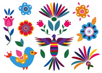 Obraz premium Set for the holiday Cinco de mayo. Hand-drawn flat style. White background, isolate. Vector illustration.