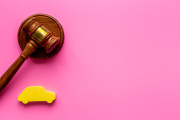 Car and judge hammer - gavel . Insurance law concept