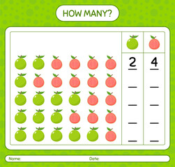 How many counting game with guava worksheet for preschool kids, kids activity sheet, printable worksheet
