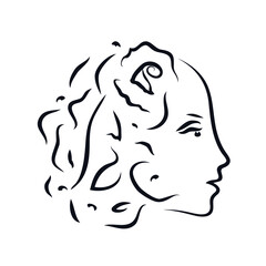 Woman face logo icon sign Spring nature symbol