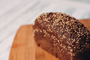 rye whole grain bread cooking home baking wood board
