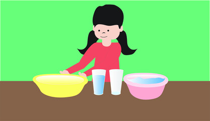 Vector Illustration of an Experiment with Two Glass of Water, Hot and Cold Water Experiment for Online Education, Frame by Frame
