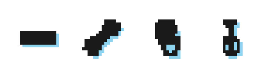 Set line Settings in the hand, Construction bubble level, Wrench spanner and Shovel icon. Vector.