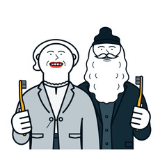 笑顔のシニア男女_デンタルケア