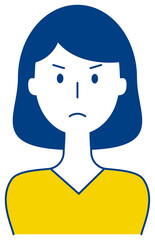 怒った表情をする女性のベクターイラスト