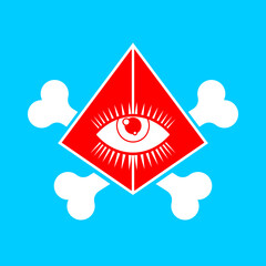 All-seeing eye and bones. secret sign of arcane society