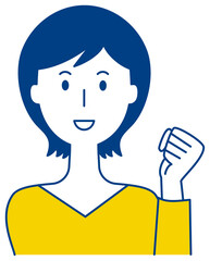 ガッツポーズで励ます女性のベクターイラスト