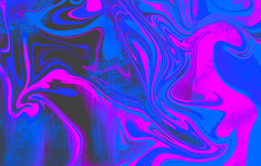 Abstract wavy vibrant facture. Splashed liquid paints. Psychedelic trippy effect. Distortion. Creative graphic design. Colorful artistic illustration. Digital art. Wallpapers for desktop.