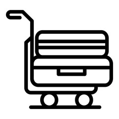 Baggage trolley icon. Outline baggage trolley vector icon for web design isolated on white background