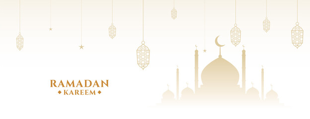 ramadan kareem white traditional islamic banner design