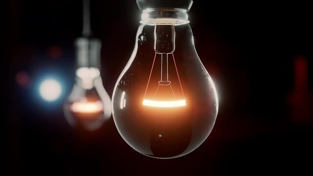 3d animation of light bulbs over a dark defocused background