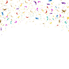 Background With Falling Confetti White Background, Vector Illustration