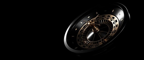 Modern Black And Golden Roulette Wheel. Casino Gambling Concept - 3D Illustration