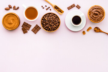 Coffee and chocolate background with space for text