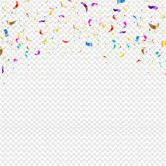 Background With Falling Confetti Transparent Background, Vector Illustration