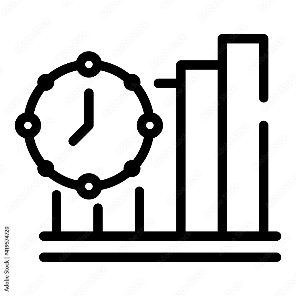 Poster graph time management icon. outline graph time management vector icon for web design isolated on whi