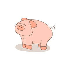 Cute pig isolated on white background. Vector illustration.