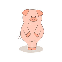 Cute pig isolated on white background. Vector illustration.