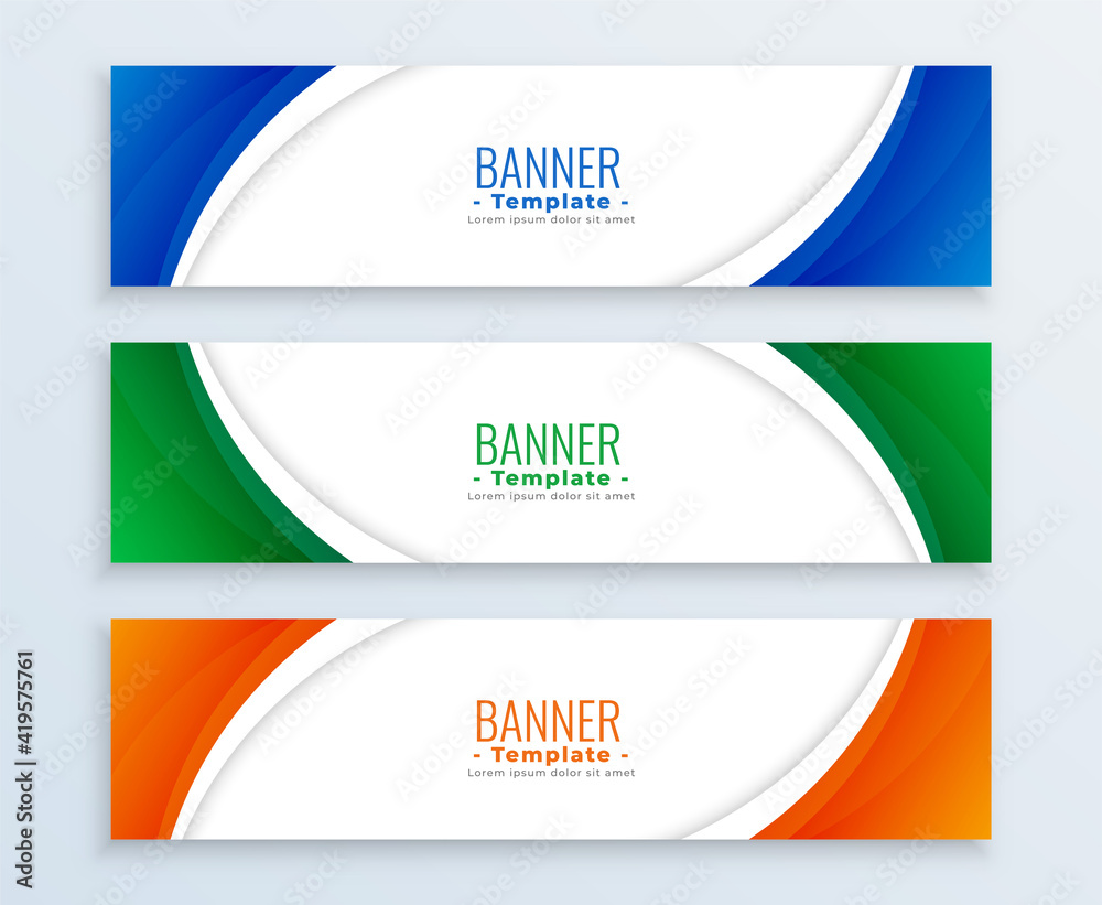 Wall mural modern business wide banners set in three colors