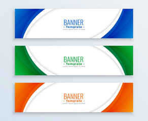 modern business wide banners set in three colors