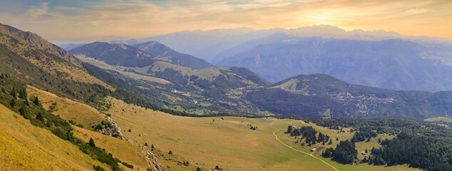 Monte Baldo. Italy. Walking one-day hikes through narrow stony paths.