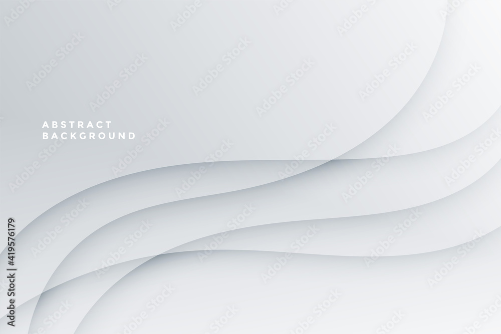 Wall mural white abstract background with wave lines design