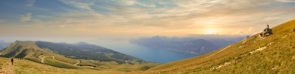 Naklejka premium Monte Baldo. Italy. Walking one-day hikes through narrow stony paths.