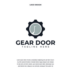 Fototapeta premium Creative gear door industrial icon logo design color editable vector illustration