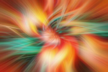 Obraz premium Bright green and orange abstract background, trails, lines and curves