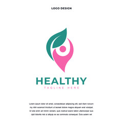 Fototapeta premium Creative health nature leaf tree icon logo design vector illustration. naturel product symbol logo design color editable
