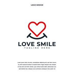 Creative Love Smile icon logo design vector illustration. World Happiness Day with hearth and smile symbol logo design color editable