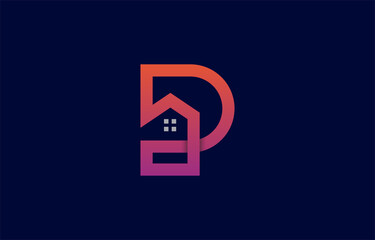 connected real estate home with alphabet letter P logo design