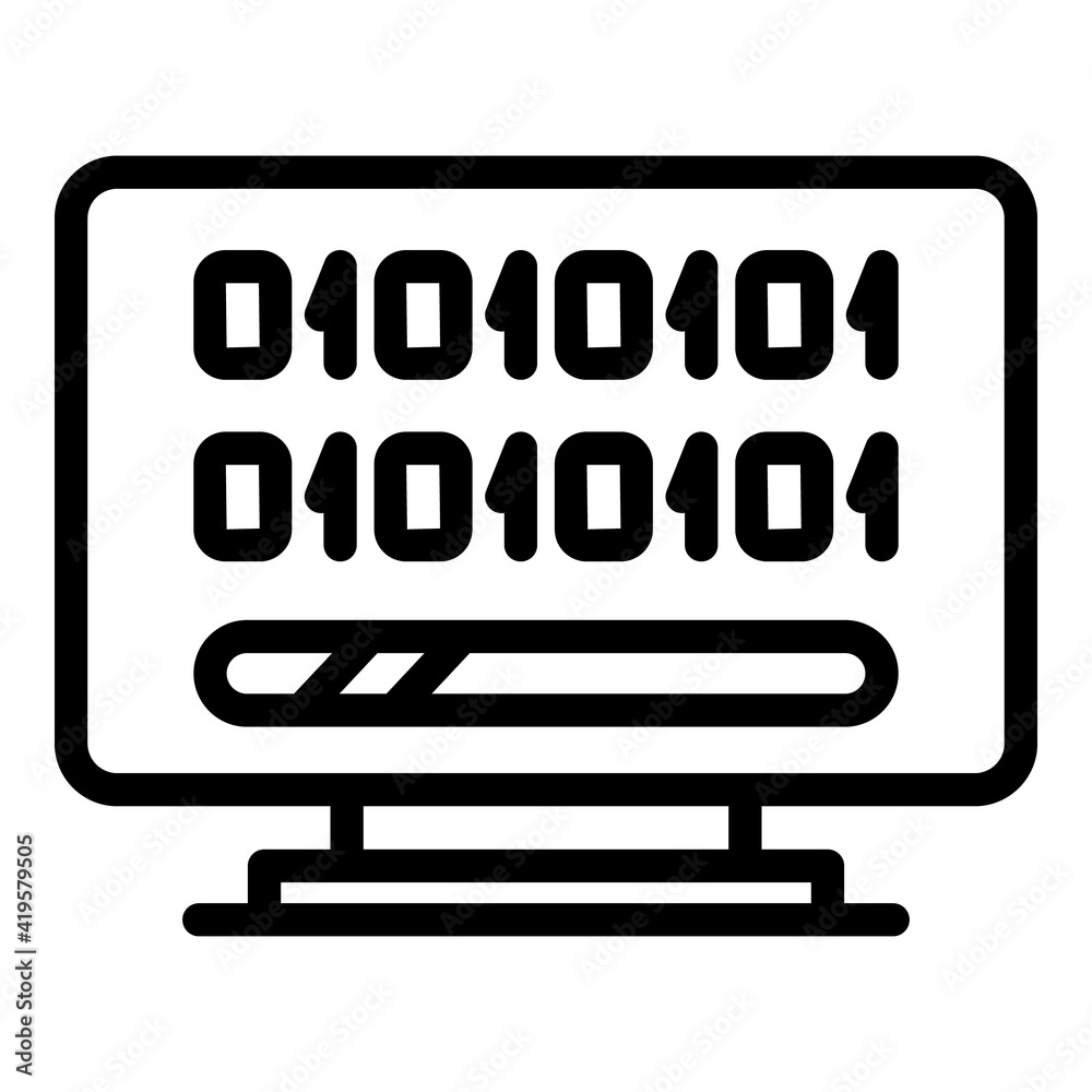Poster pc code interface icon. outline pc code interface vector icon for web design isolated on white backg