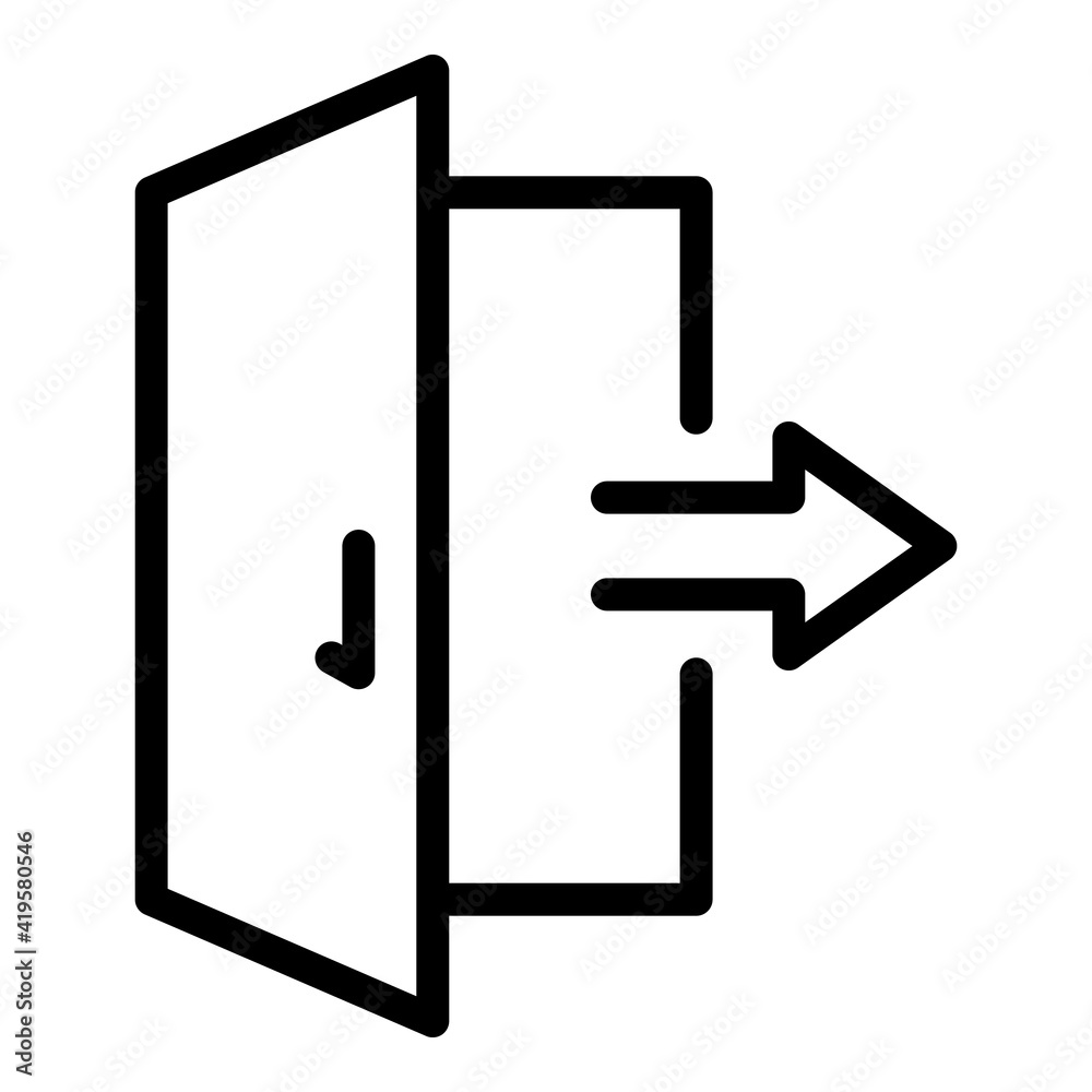 Poster exit door interface icon. outline exit door interface vector icon for web design isolated on white b