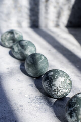 Marble Blue Easter Egg on grey background