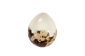 Boiled spotted quail egg  isolated on white background.  Healthy Food Products Concept