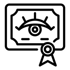 Optometry diploma icon. Outline Optometry diploma vector icon for web design isolated on white background