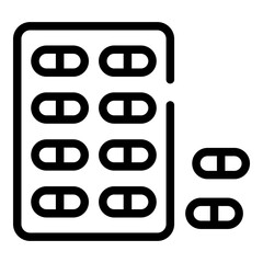 Optometry pills icon. Outline Optometry pills vector icon for web design isolated on white background