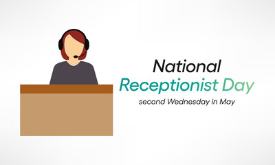 National Receptionists Day is observed each year on the second Wednesday in May gives recognition to receptionists and the valuable contributions they make to the companies where they work. Vector art