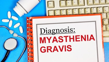 Myasthenia gravis. The text label of the medical diagnosis. Treatment with medications and procedures.