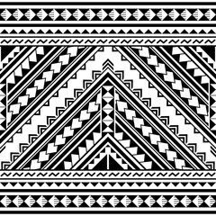 Polynesian geometric seamless vector pattern, Hawaiian tribal cool monochrome design inspired by Maori tattoo art
