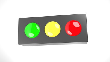 Traffic light on white background. 3D rendering.