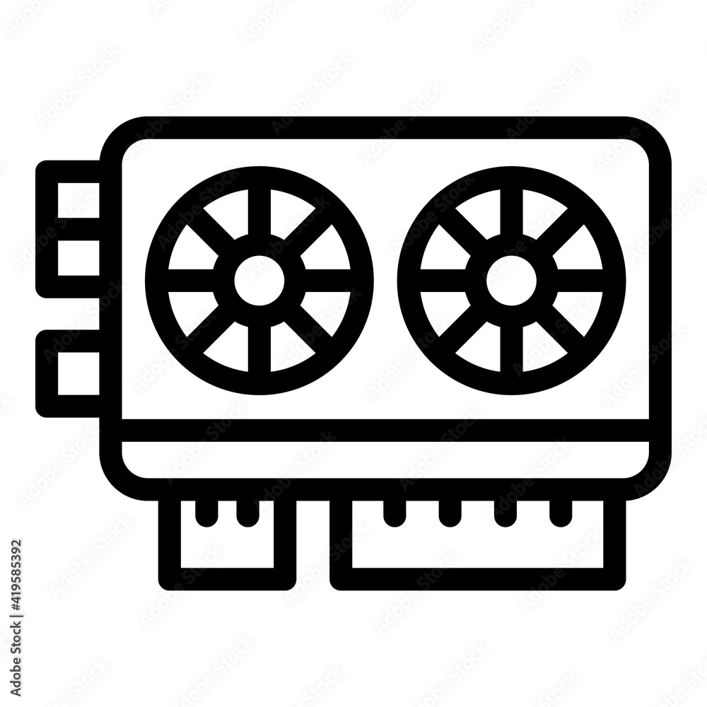 Poster blockchain video card icon. outline blockchain video card vector icon for web design isolated on whi